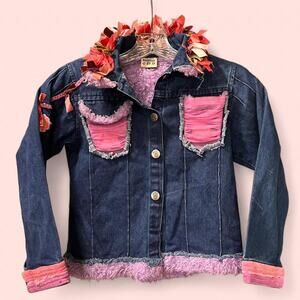 Unique Beetle Juice Denim Jacket with embroidery detail Size Y8